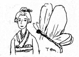 お菊さんとジャコウアゲハの絵